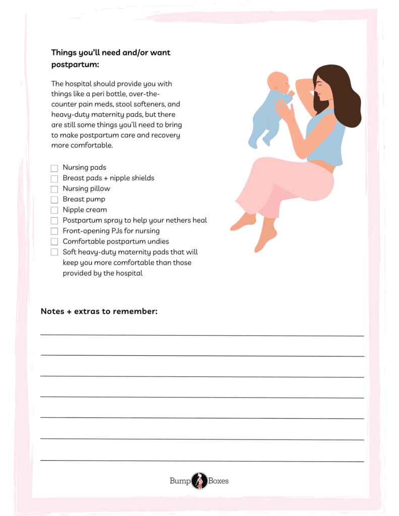 Mom's Hospital Bag Checklist: Things you'll need and/or want postpartum.