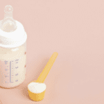 Baby bottle filled with formula mix